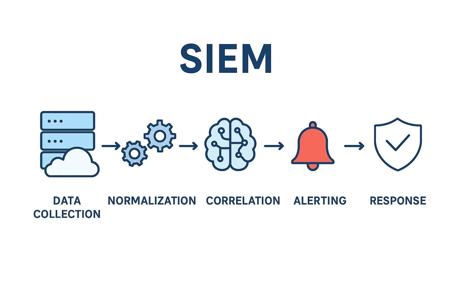 SIEM 5-Step Process Flow Diagram